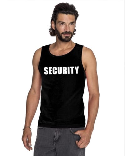 Security tekst singlet shirt/ tanktop zwart heren S