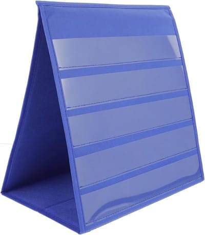 Zelfstaande Tafelblad Kaarthouder met 20 Witte Zinnen Strips voor Onderwijs, Leraar Benodigdheden en Klas Essentials