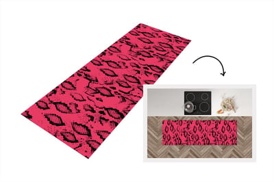 Keukenloper - Loper keuken - Dierenprint - Slang - Roze - 150x50 cm - Keukenloper vinyl