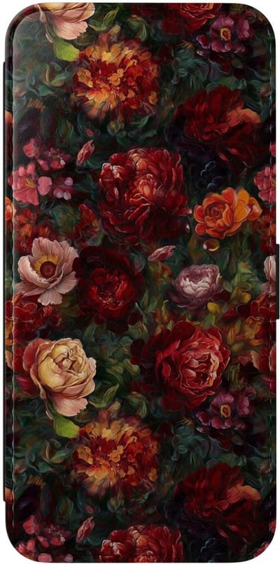 Casimoda® bookcase - Geschikt voor Samsung Galaxy A56 - Hoesje met pasjeshouder - Floral Garden - Rood - Kunstleer