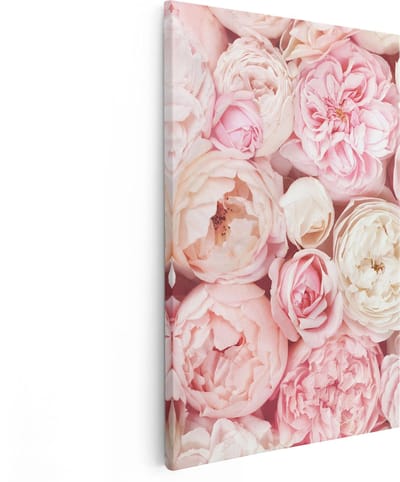 Artaza Canvas Schilderij Rozen - 80x120 cm - Groot - Wanddecoratie Bloemen - Muurdecoratie Woonkamer - Schilderijen Op Canvas Roze