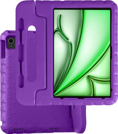 Hoesje Geschikt voor Apple iPad Air 6 (2024) - 13 inch - 6e Generatie - M2 - Kinderhoes Shockproof Bumper - Kidsproof Case - Tablet Hoes - Kinder Hoes Cover - Paars