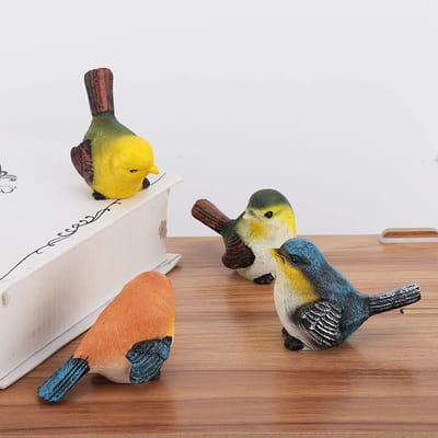 Allecto - Keramische Vogel Beeldjes - Vogel Standbeelden - Decoratie - 23×10×9 - 4 Stuks - Resin Vogels - Dieren Beeldje - Decoratie Tuin - Buiteno...