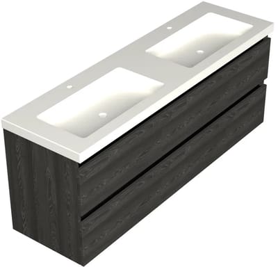 Dutchline Badmeubel Onderkast - Lumiere - 160x46cm - 4 Lades - 2 Uitsparingen