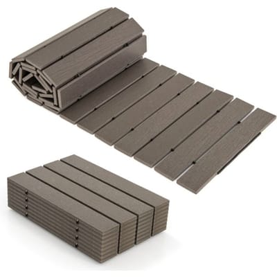 Coast Uitrolbaar Tuinpad Grijs – Weerbestendig HDPE Looppad met Houtlook – 242 x 43 cm