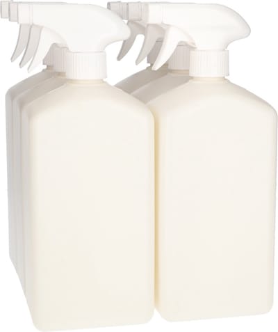6 x Plastic Fles 1000 ml Triggerpomp wit - Gerecycled HDPE Kunststof- Gerecycled HDPE Kunststof - Onbreekbaar - ca. 70% minder Co2 uitstoot door gerecycled materiaal - 6 stuks