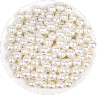 Famanu - Ivoorkleurige parelkralen 12 mm 200 stuks – Nepparels met gat – Voor sieraden en decoratie