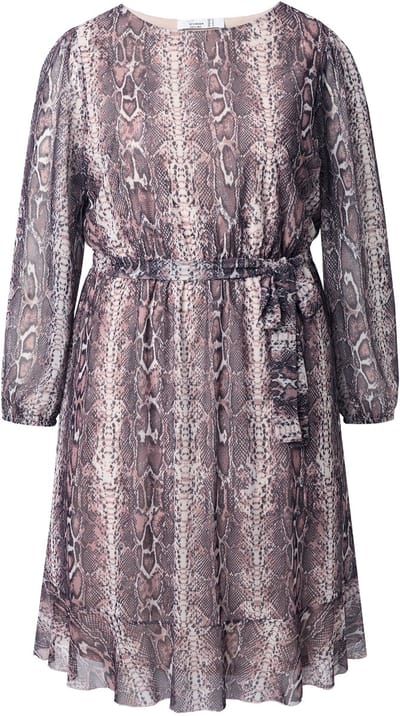 MIAMODA - Dames - Mesh jurk A-lijn slangenmotief jersey onderjurk - Zacht graniet - Maat 42