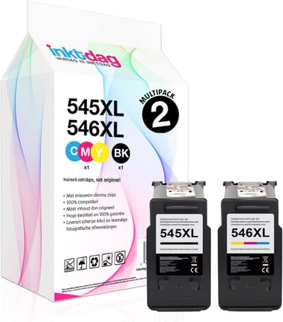 Inktdag inkcartridge alternatief voor de canon inktcartridge 545 546, Canon 545 546 xl ,canon 545 XL zwart + canon 546 XL kleur