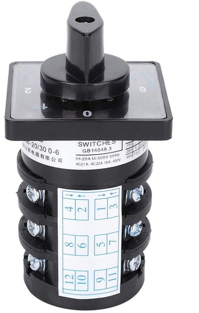 Dailygoody - AC500V Omschakelaar - 5 Positie Keuzeschakelaar - Duurzaam en Compact - 20A Schakelaar - Eenvoudige Installatie - Geschikt voor Diverse T...