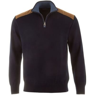 Paul & Shark Trui Shark Tag Velvet Soft Cool Touch Wool Half Zip Donker Blauw / male