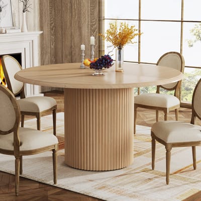 Tribesigns Ronde Eettafel voor 4 personen - Eettafel met Metalen Onderstel - 120 cm Ronde Keukentafel - Modern - Houtkleur - 120 x 120 x 75 cm