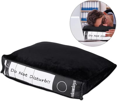 bureaukussen - 7 x 31 x 28 cm - power nap kussen - kantoor - cadeau - zwart-wit