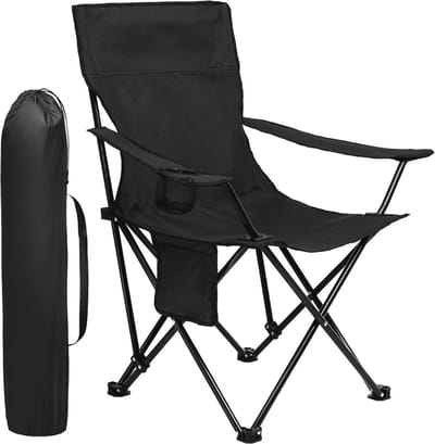 MKSS® Strandstoel Opvouwbaar - Campingstoel - Vouwstoel - Inklapbaar - Zwart