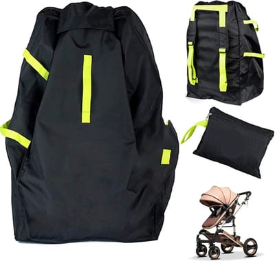 transporttas, reistas met rugzak, schouderriem, kinderwagen, transporttas, buggy, opvouwbare draagtas, grote opbergtas, voor vliegtuig en opslag, 86 x 45 x 45 cm, zwart, buggy tas