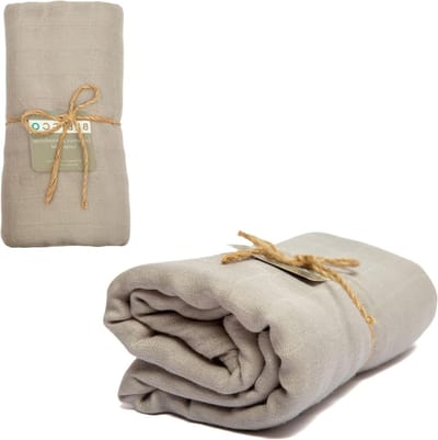 Wikkeldeken Baby - Inbakerdoek Luiersjaal - Baby Comfort - GOTS Biologisch Katoen - 120 x 120 cm - Muisgrijs