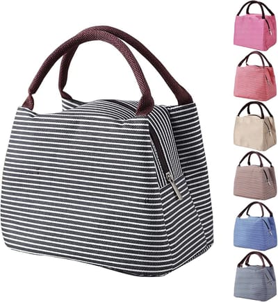 Geïsoleerde lunchtas uit één stuk, draagbare lunchtas, herbruikbare tas voor kinderen, volwassenen, mannen, waterdichte koeltas voor school en kantoor, 5,5 l - zwart