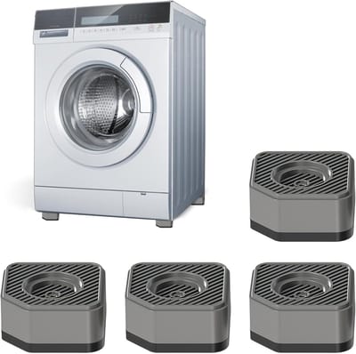 Wasmachine Trillingsdempers - Apparaatvoeten Stabilisator - Apparaten Dempen - Stapelbaar en Verhogend - 9x9x4.5 cm - Grijs Zwart