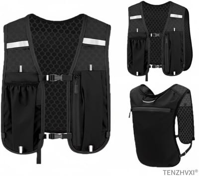 Hardloopvest - Hydratatie Vest Met Bidonhouder - TENZHVXI® - Reflecterende Strepen Voor Veiligheid - Verstelbare Ergonomische Pasvorm - Ultralicht Ademend Mesh Materiaal - Inclusief Heuptas Met Telefoonvak - Voor Marathon Fietsen Wandelen Klimmen