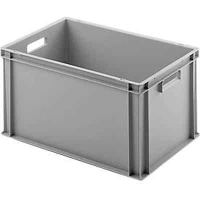 Ringoplast kunststof kratten serie Unista L320, door handgrepen, geribbelde bodem, L 600 x B 400 x H 320 mm, grijs