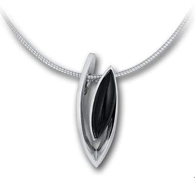 Zilver Gerhodineerde Collier onyx 42+3 cm 1305911