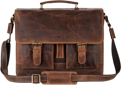 GREENBURRY business tas laptoptas met laptopvak Vintage Business Bag Brown bruine