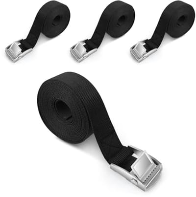 Verstelbare Sjorbanden 4 stuks - Robuuste Spanbanden, Ratel Bevestigingsriem voor Auto, Fiets, Motorfiets, Bagage (3 m, Zwart)