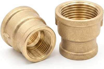 Verloopstuk 3/4 naar 1/2 inch, messing schroefdraadfitting voor waterbuis, sanitaire toepassingen en drinkwaterinstallaties, 2 stuks