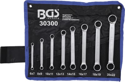 BGS - ringsleutelset - dubbel - 8-delig - Extra plat - chroom vanadium staal