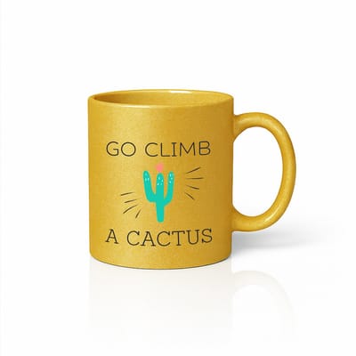 “Go Climb a Cactus” Gouden Mok – Grappige Cactus Quote Print – 330 ml Gouden Koffiebeker Cadeau