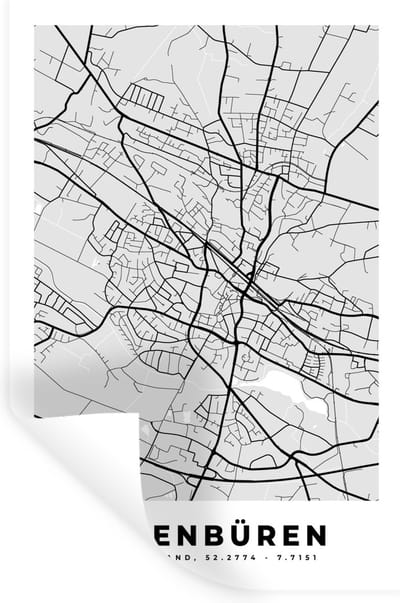 Muurstickers - Sticker Folie - Duitsland - Plattegrond - Kaart - Ibbenbüren - Stadskaart - 20x30 cm - Plakfolie - Muurstickers Kinderkamer - Zelfklevend Behang - Zelfklevend behangpapier - Stickerfolie