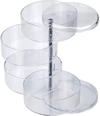 Dailygoods- Sieradenbox met Deksel - Draaiend - Opbergdoos voor Sieraden - Organiser voor Cosmetica - Geschikt voor Ringen/Earrings - Bescherming tegen Krassen
