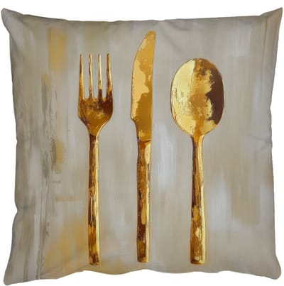 Sierkussens - Kussentjes Woonkamer - 50x50 cm - Verf - Goud - Bestek