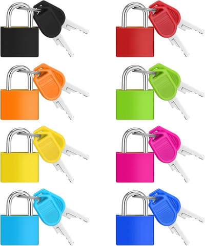 8 Stuks Kleurige Bagagelocks met Sleutels, Draagbare Mini Hangsloten voor Reizen en Thuisgebruik, Veiligheid voor Koffers en Tassen