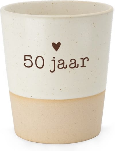 Mok - Beker - Koffie - 50 jaar - Keramiek - lint: "Speciaal voor jou" - Cadeauverpakking