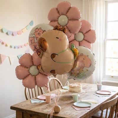 Capibara Ballonnen - 6 Folieballonnen - Verjaardag en Feestdecoratie