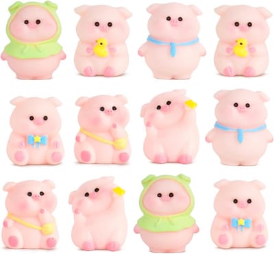 Set van 12 Miniatuur Varkens Beeldjes Hars Geluksbrenger Tafeldecoratie Cadeau