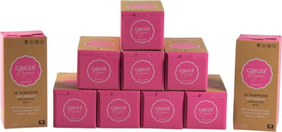Ginger Organic - Mini Tampons met Applicator - 10 x 16 stuks - Ultrazacht - Huidvriendelijk - Luxe ontwerp
