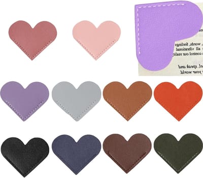 Handgemaakte Leren Hart Boekenleggers - 10 Stuks, Schattige Hoekpagina Merkers, Perfecte Cadeaus voor Boekenliefhebbers