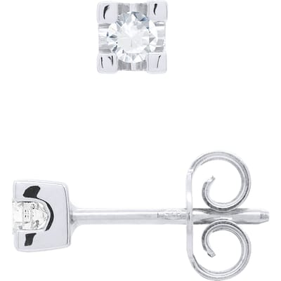 Oorbellen Solitaires 0,15 Cts Diamond White Gold 18k