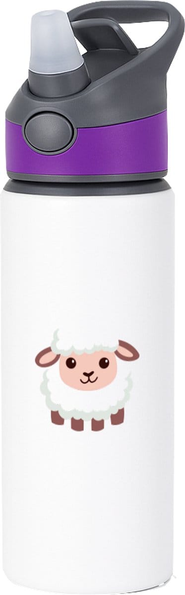 Hacebo® - Lammetjes waterfles met rietje paars - Schaap - Dieren liefhebbers - Dieren - Kinderboerderij - ram - water fles - 650ML