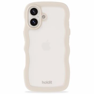 Holdit Wavy Case geschikt voor Apple iPhone 16 - Transparent / Light Beige