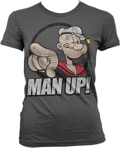 Popeye Dames Tshirt -S- Man Up! Grijs