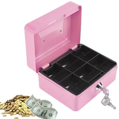 Mini Draagbare Beveiligingsdoos - Stalen Cash Box met Sleutels voor Thuis en Kantoor