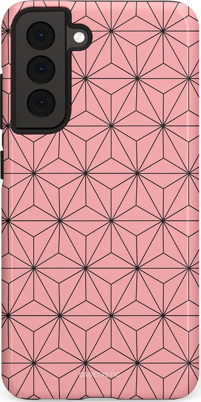 Casetastic Hoesje Geschikt voor Samsung S21 FE - Stijlvolle Beschermende Duo-layer Case - Roze Zwarte Fashion Paris Patroon