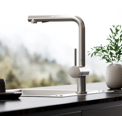 Cecipa Max Uittrekbare Keukenkraan Gebürstet - L-ontwerp - 2 Straalstanden - 40 cm Uittrekbereik - 304 RVS - 360° Draaibaar