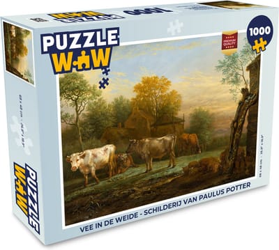 Puzzel Vee in de weide - Schilderij van Paulus Potter - Legpuzzel - Puzzel 1000 stukjes volwassenen