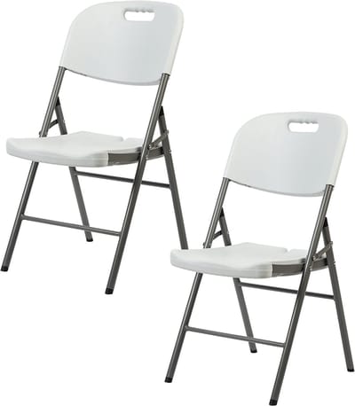 BRASQ Set van 2 Klapstoelen Wit - Opvouwbare stoelen 45x50x88 cm - PVC - Eettafelstoelen