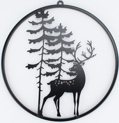 Muurdecoratie - Kerstdecoratie - Decoratie - Winter - Kerstversiering - Hert - Zwart