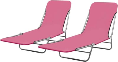 Opvouwbare ligstoelen - Strandstoel Tuinstoel - Ontspannen in de tuin - Verstelbare rugleuning - 2 stuks - Roze